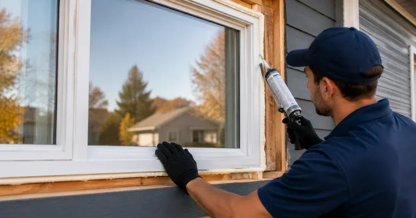 technician installing a new vinyl window in Dock Area, Niagara-on-the-Lake