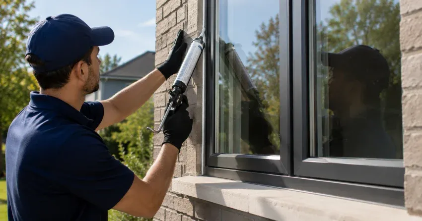 Aluminum window frame with double glazed insulated glass unit installed in a residential wall in Old Town, Niagara-on-the-Lake