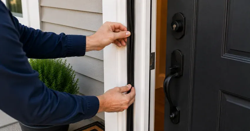 technician performing light test on door seal in Garrison Village, Niagara-on-the-Lake