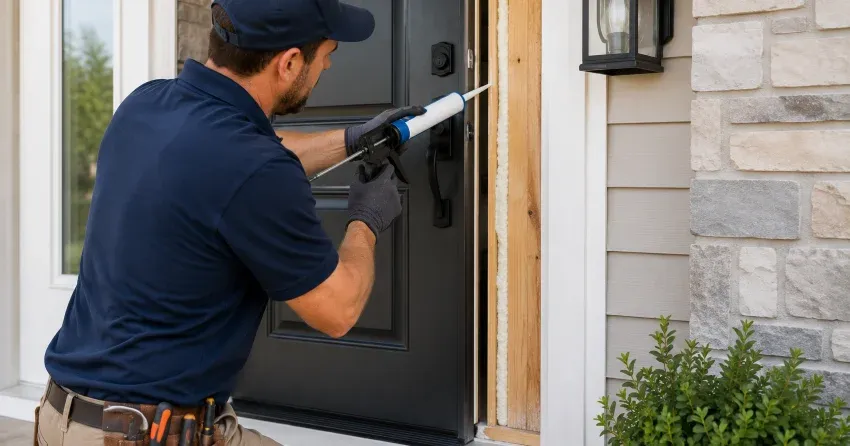 fiberglass front door installed with sidelights in Old Town, Niagara-on-the-Lake