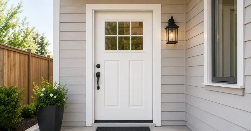 technician installing exterior door frame in Niagara-on-the-Lake