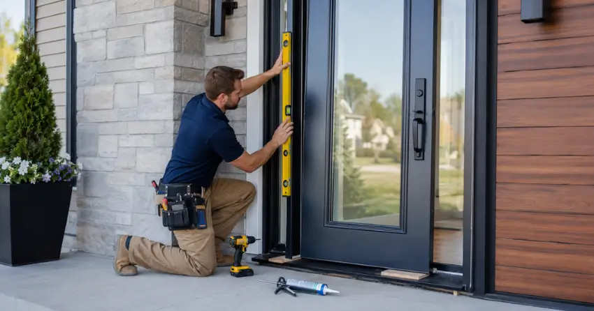 glass outside door installation with energy-efficient double-pane glazing in McNab, Niagara-on-the-Lake