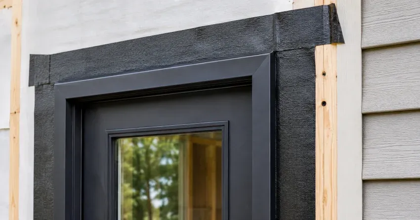 technician removing failed door flashing membrane in Lakeshore Area, Niagara-on-the-Lake